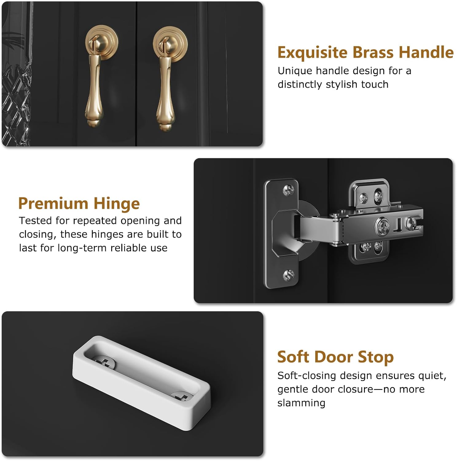 ARTPOWER 72" Freestanding Kitchen Pantry Storage Sideboard, Classical Tall Cabinet with Glass Door and Adjustable Shelves for Kitchen, Livingroom and Dining Room, Black