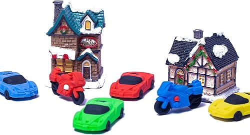 Miniatura 4 de RONDURE Lindos borradores para niños, 14 borradores divertidos para automóvil, vehículo, motocicleta, mezcla, rompecabezas