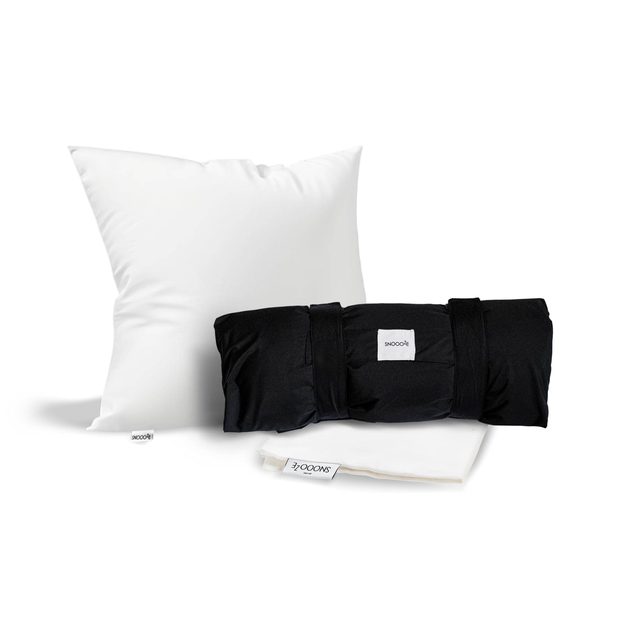 Mini Duck Down - Cuscino da viaggio compatto in piuma per aereo, hotel o auto, supporto leggero a 3 camere per chi dorme sul lato e sulla schiena, essenziale da viaggio, con borsa in cotone