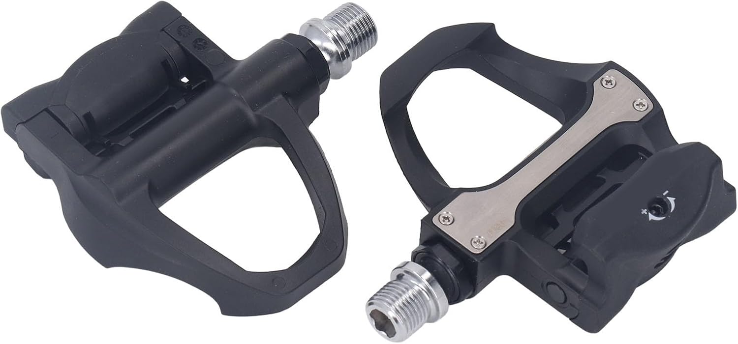 Bicycle Locking Pedals with Cleats Set, Self Locking Cycling Pedals Compatible with System, Aerodynamic Lightweight Nylon Pedals with Bearings for Road