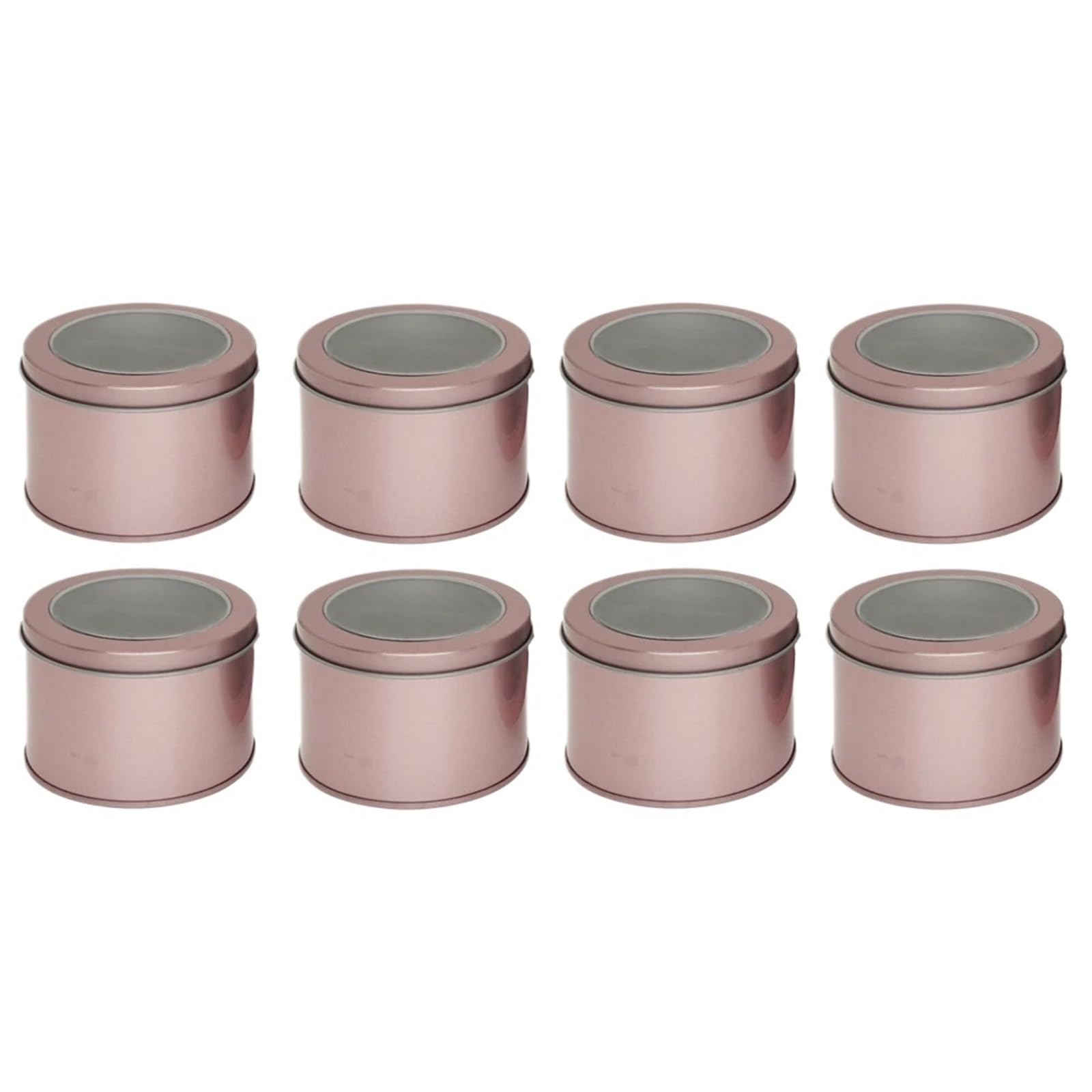 HNULGVI Candle Jar Candles Metal Tin Cans Tinplate Jars With Clear Window Lid Small Travel Tins For Storing Lip Balm Cosmetic Kitchen Office(Rose Gold 8PCS)