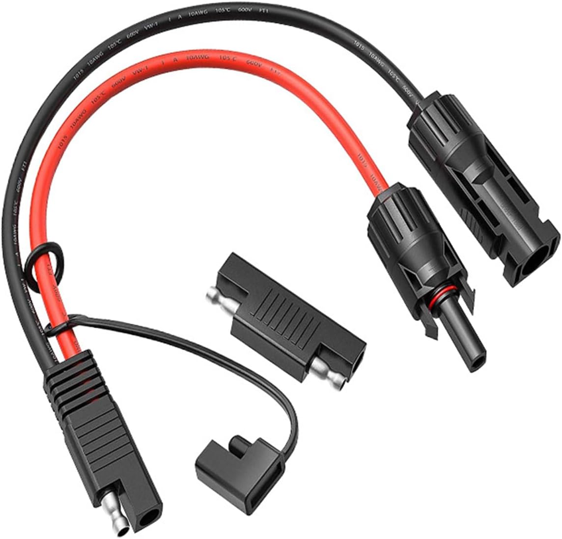 1 PCS 1FT 10AWG MC4 to SAE Adapter Cable with Polarity Reverse Connector, Solar Panel Extension Charging Cable – Durable Tinned Copper Wire, 30A 600V
