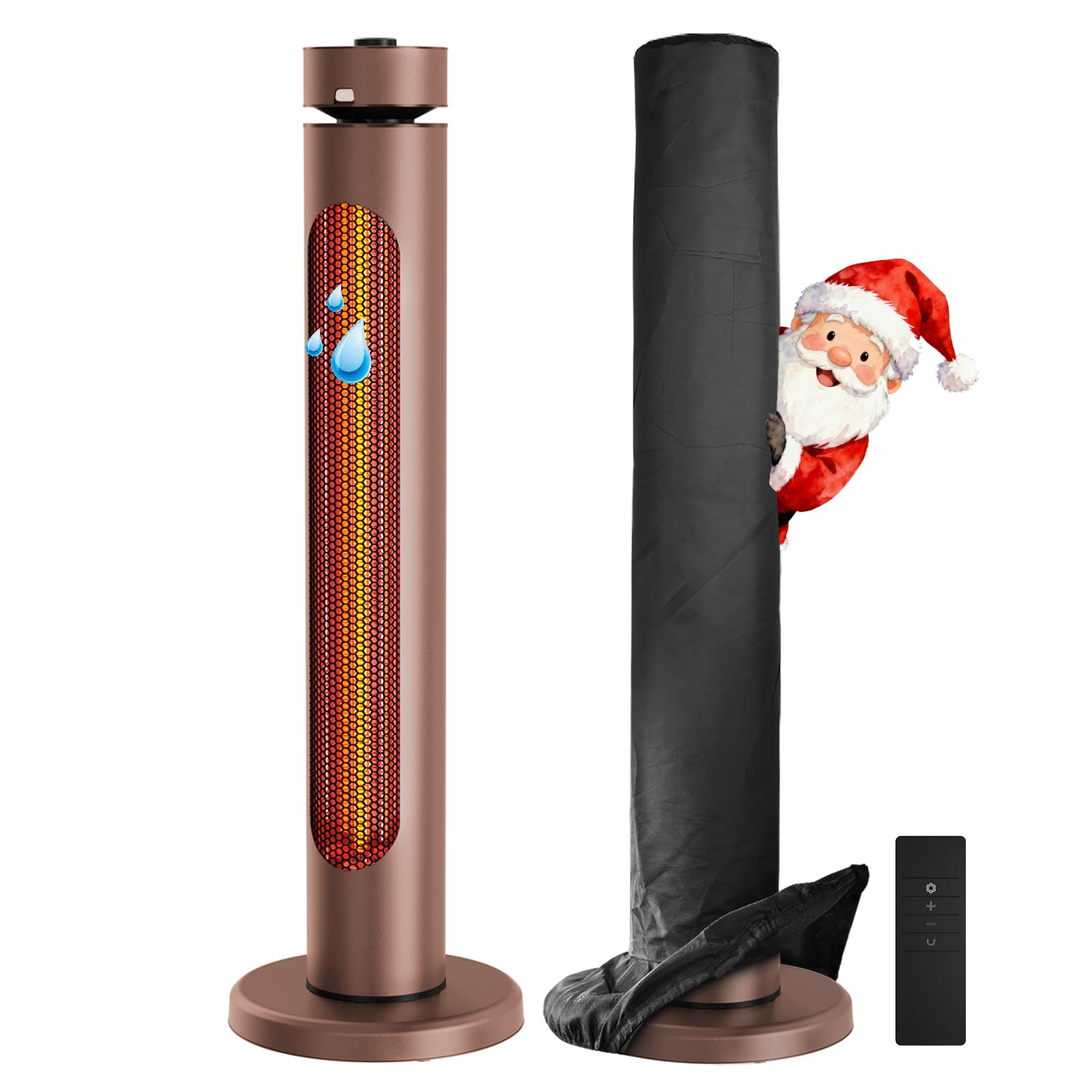 Photo 1 of ***MISSING THE CONTROL REMOTE*** Portable Heater Outdoor Infrared 1500W 8 Heat Levels 8H Timers Carbon Fiber Tube Tip-Over&Overheat Protection IP45 Waterproof Electric Garden Heater, Deep Brown