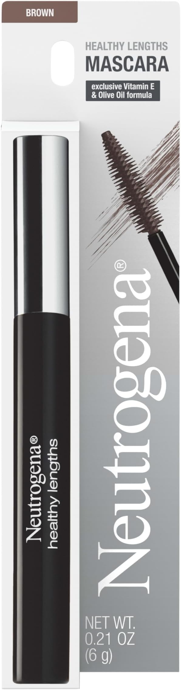 Healthy Lengths Mascara for Stronger, Longer Lashes, Clump-Free, Smudge Proof, Flake-Free, Lengthening Mascara with Olive Oil & Vitamin E Nourishes Eyelashes, Brown 03, 0.21 oz