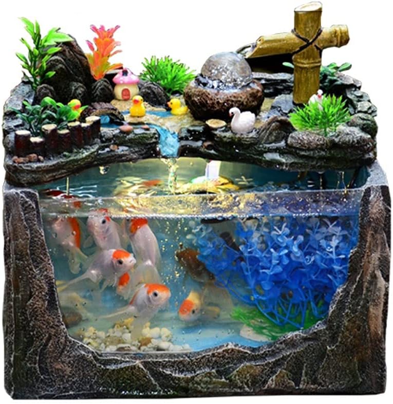 Fish Tank Rockery and Water Creative Small Tank Living Room Family Aquarium Fish Tank Office Desktop Ecological Decoration Aquarium Tank