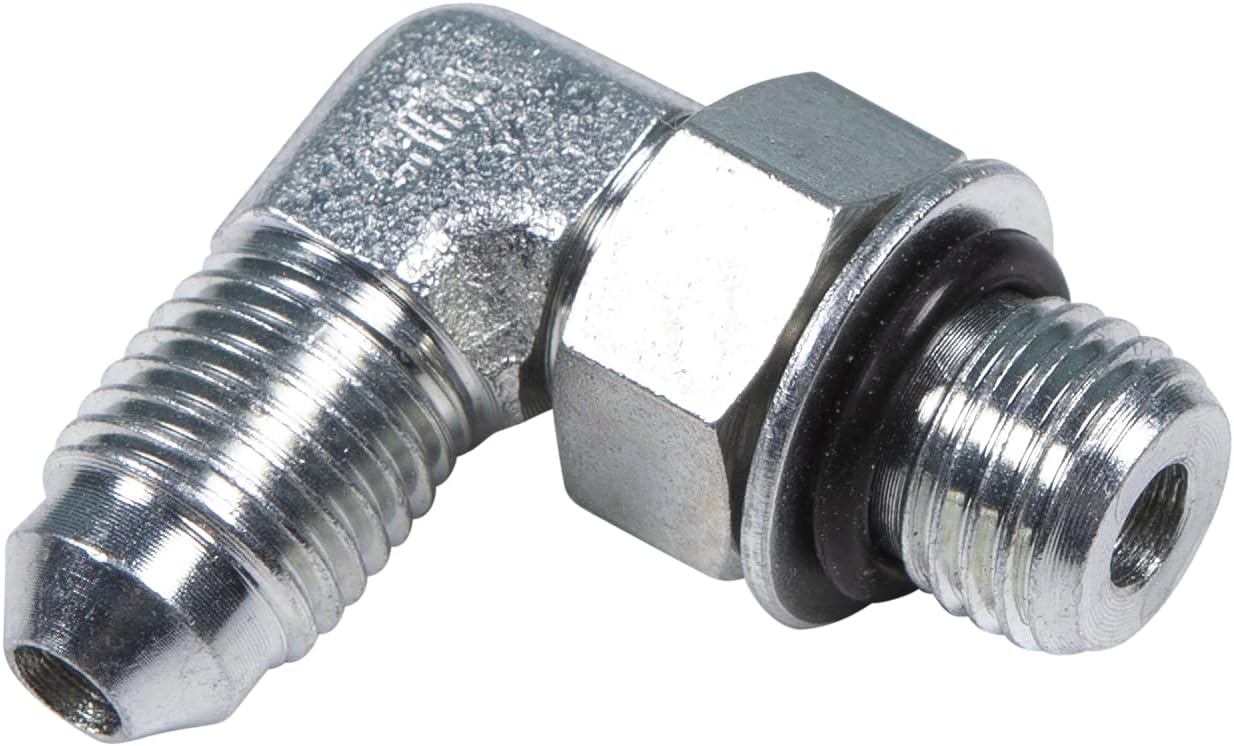 Lippert Level Up Replacement 1/4" Diameter 90° Elbow Hydraulic RV Leveling System Fitting for 5th Wheel RVs & Travel Trailers, JIC-M to ORB-M Adjustable Ports - 6801-04-04