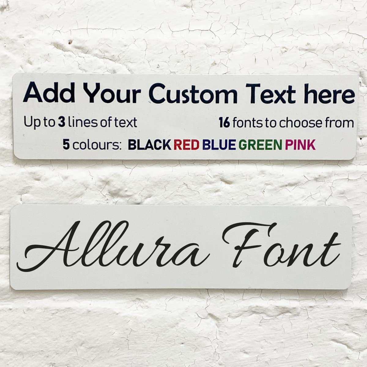 ShopQuality4U Personalised Aluminium Metal Plaque Bespoke Sign Childs Bedroom Door Add Own Text - in Allura Font (20 x 5 cm, 7.8 x 2 inches)