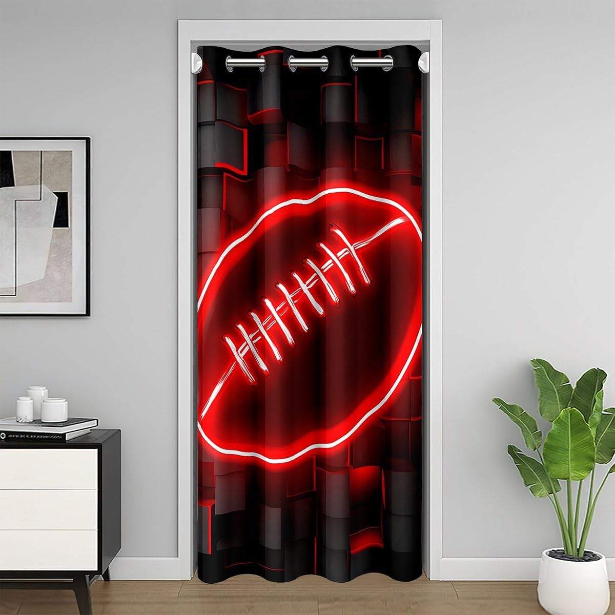 jejeloiu Purple and Black Door Curtain for Doorway Privacy 52"x84" Kids Room Divider Curtain Cover Honeycomb 30%-50% Room Darkening Blackout Curtain Strip Lines Window TreatmentsDecor