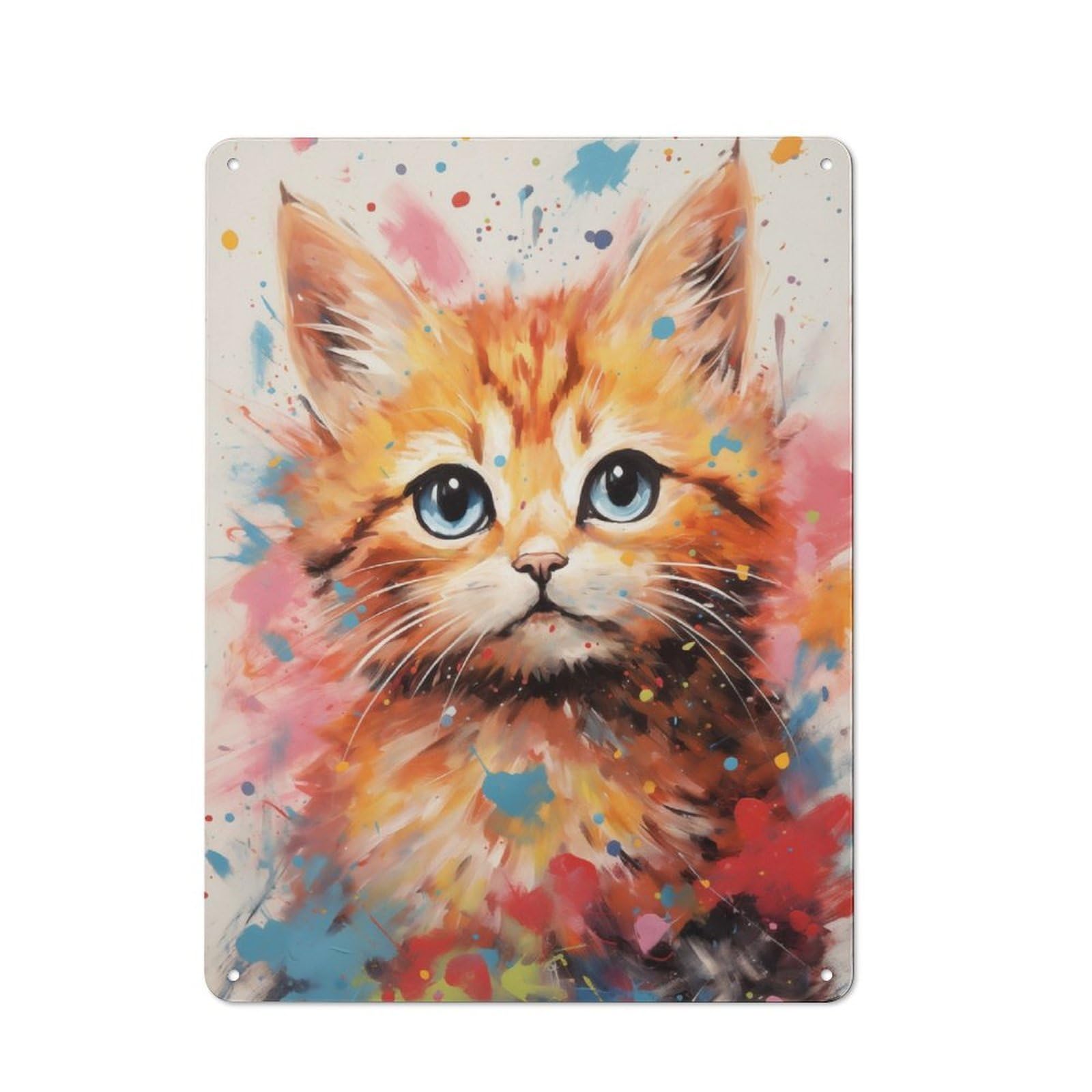 Junmoney Kitty No2 Tin Wall Plaque 40X30cm With For Home Office Or Studio, Gift Idea At Christmas For Creative Workspace Decorators