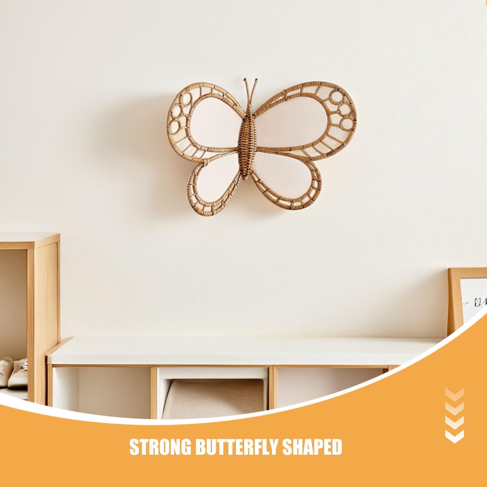 JOINPAYA Decoración de Pared en Mimbre Forma de Mariposas para Ambiente Boho en Habitaciones Infantiles y Espacios al Aire Libre