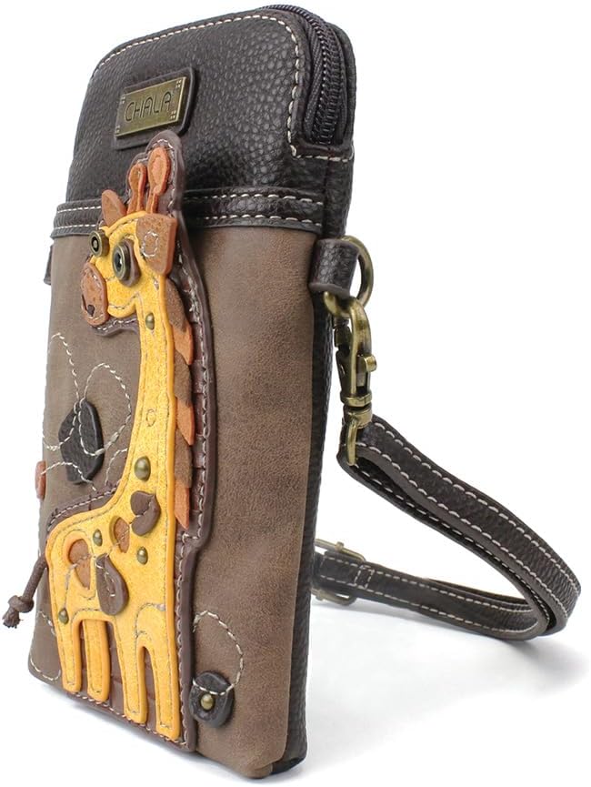 CHALA Wilderness Animal Collection Cell Phone Crossbody Purse-Women PU Leather/Canvas Multicolor Handbag w/Adjustable Strap