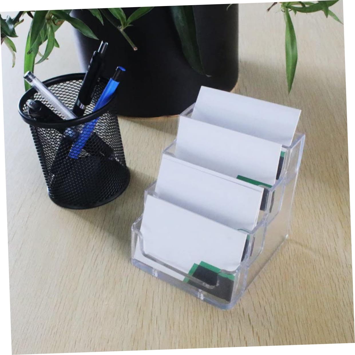 NUOBESTY 3 Pz espositore casse scrivania portacarte portatessera contenitore aziendale titolare di attività desktop credito porta carte Custodia per biglietti da visita plastica Transparent