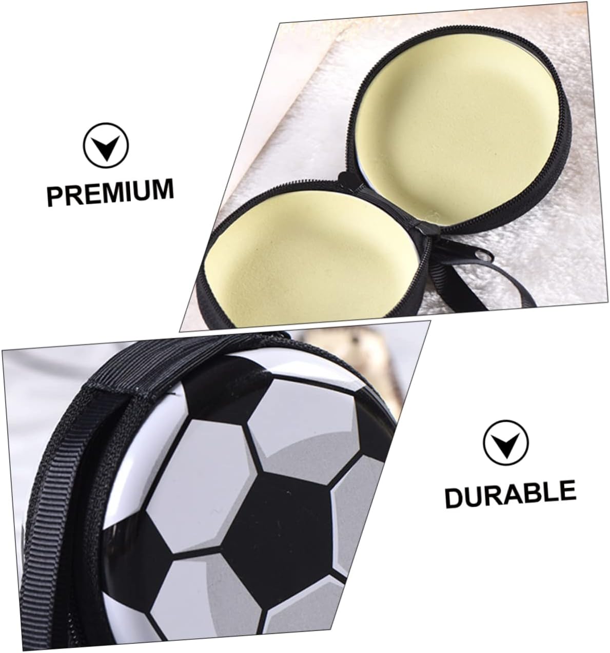 KICHOUSE 4pcs Creative Football Pattern Storage Bags Rounded Tinplate Coin Purse for Change Snacks Random Interior Colors Lightweight Soccer Design for Daily Use