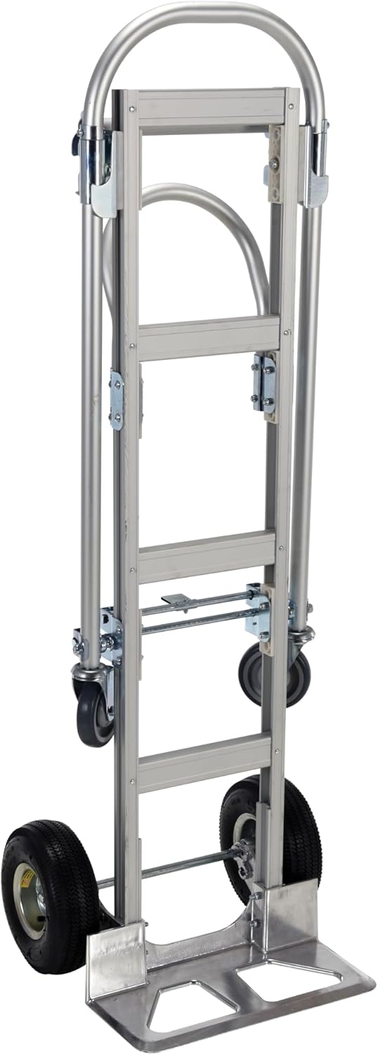 Vestil ALUM-CONV-B Aluminum 2 in 1 Convertible Hand Truck 18-7/8 In. x 20-1/2 In. x 62-1/4 In. 500 Lb. Capacity Silver