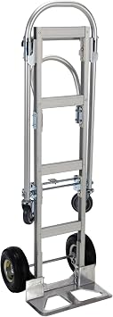 Vestil ALUM-CONV-B Aluminum 2 in 1 Convertible Hand Truck 18-7/8 In. x 20-1/2 In. x 62-1/4 In. 500 Lb. Capacity Silver