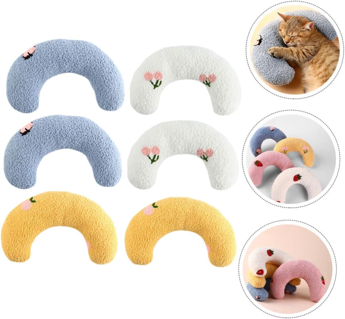 DOITOOL 6pcs Cat Sleeping Pillow Cute Shaped Neck Support for Pets for Deep Sleep Soft and Comfortable Material