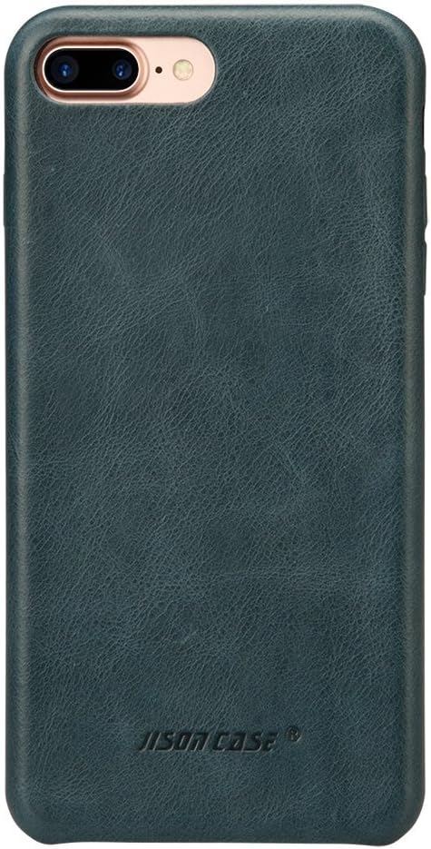 iPhone 7 Plus Case, iPhone 8 Plus Leather Case, Jisoncase Slim Back Cover Snap Grip Case for Apple iPhone 7 Plus / 8 Plus 5.5 inches, Blue (TC-I8L-04A40)