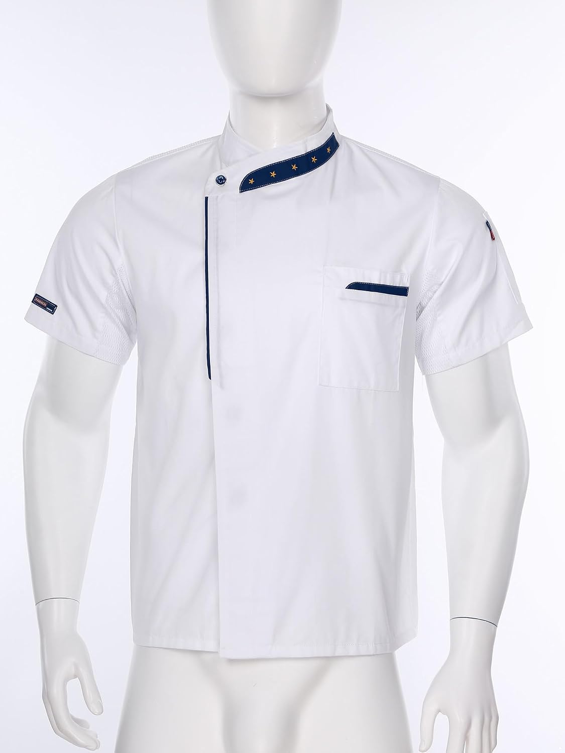 Men's Short Sleeve Chef Jacket Coat Canteen Restaurant Kitchen Work Clothes Catering Jacket