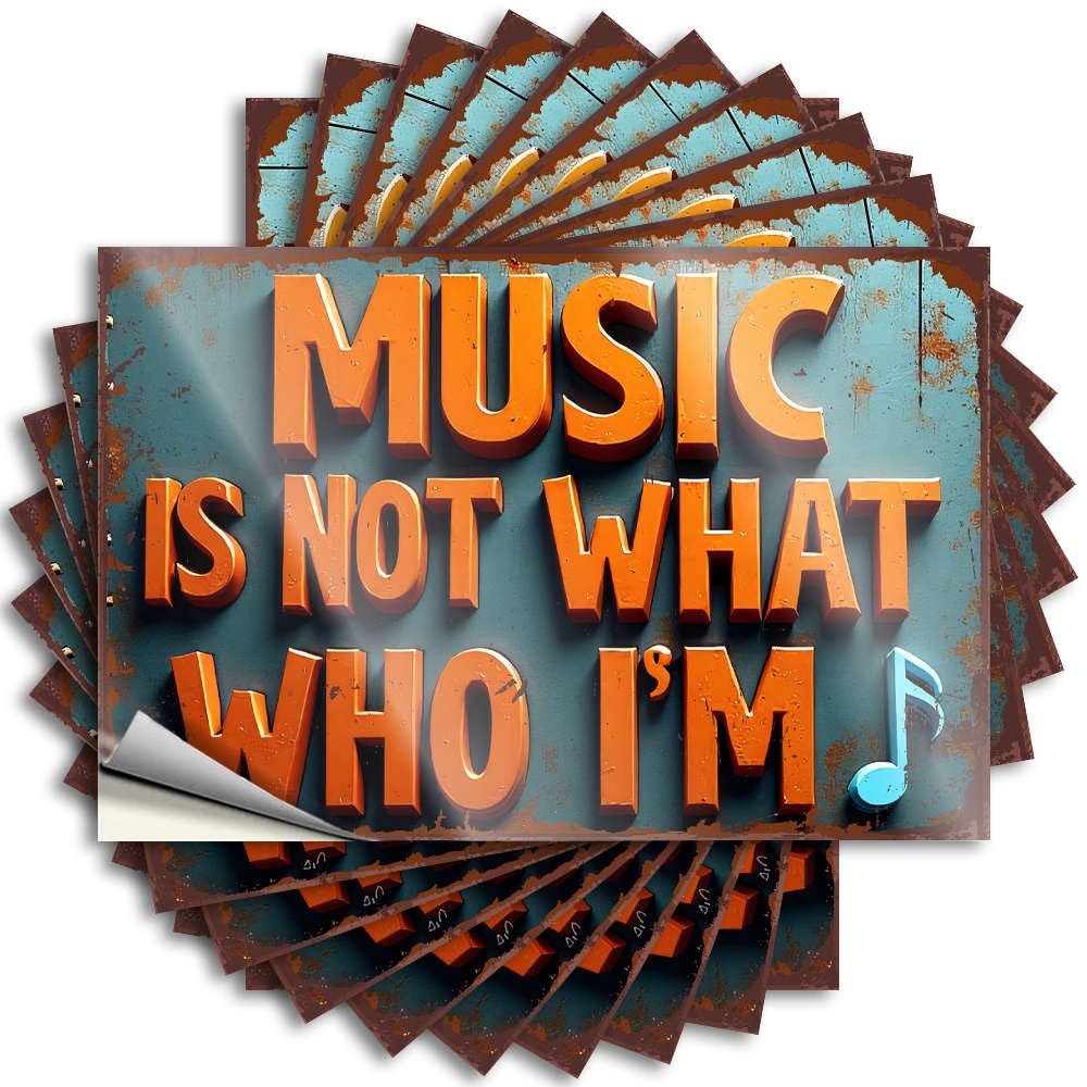 Cute Saying Helmet | Music is Not What Who I Am. Plush Motorcycle Sticker Pack(12X18CM)