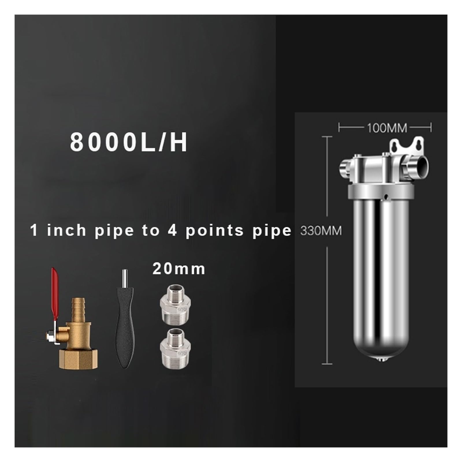 Sistema de filtrado de agua, Nuevo purificador de agua Central de agua del grifo de acero inoxidable 304, purificador de agua doméstico con filtro frontal for toda la casa(4 points pipe)