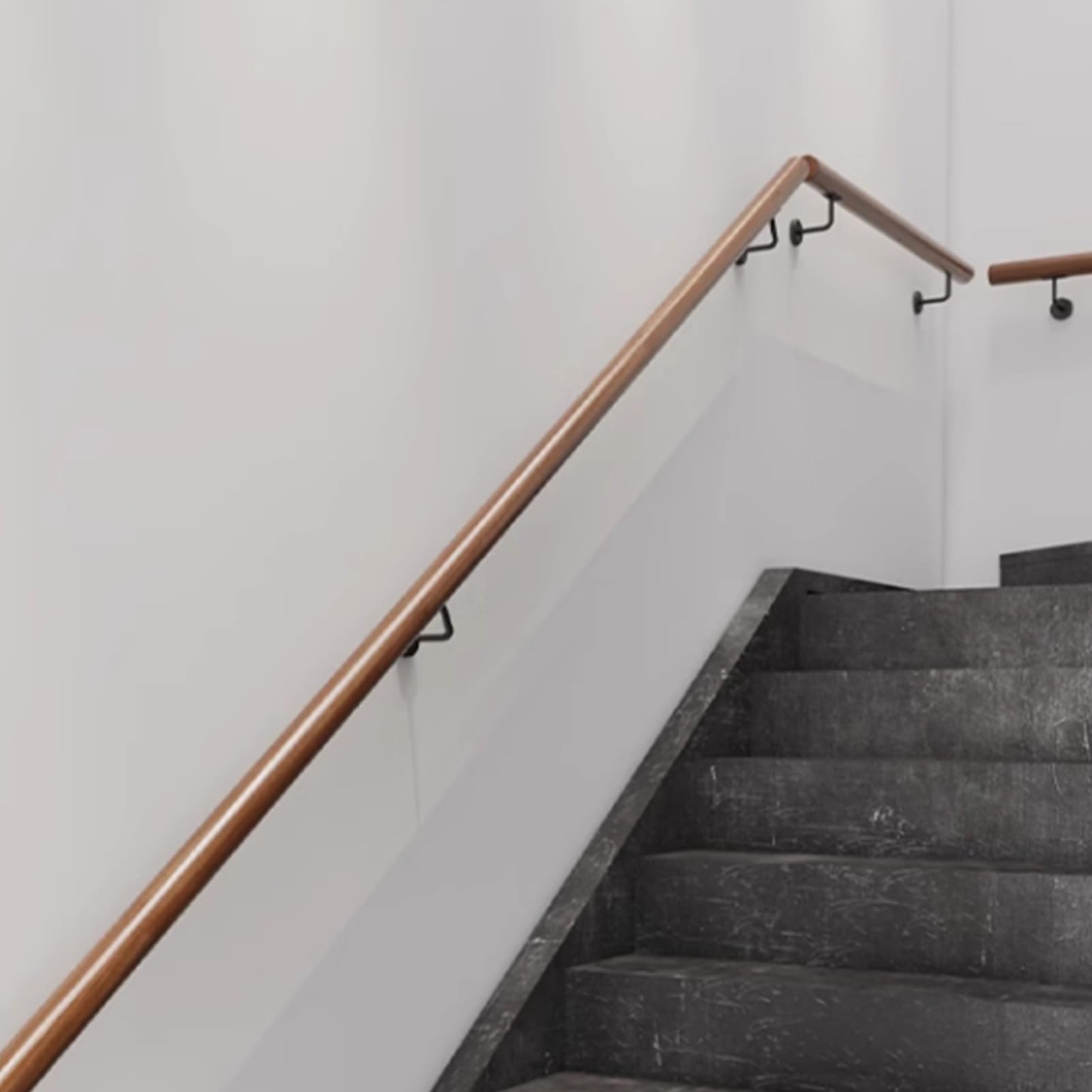 Pasamanos para Escaleras Interiores Exteriores Pasamanos de Madera Barandilla para Escaleras de Pared con 2 Soportes de Acero Inoxidable Asidero de Seguridad para Barandilla (40cm)