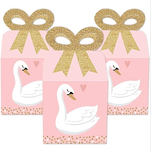 Miniatura 2 de Big Dot of Happiness Swan Soiree - Cajas de regalo cuadradas - Cajas de lazo de cisne blanco para baby shower o fiesta de cumpleaños - Juego de 12