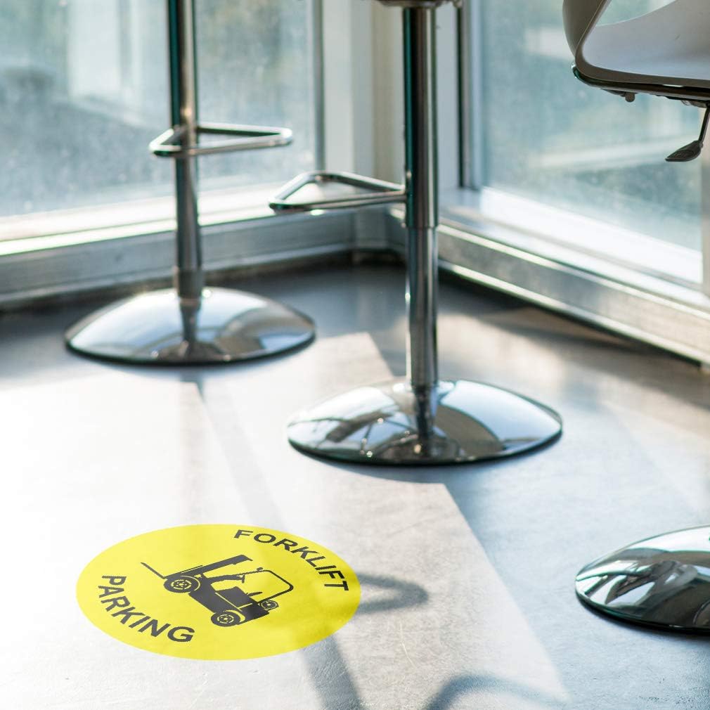 Forklift Parking Signs Floor Decals Yellow Anti-Slip Round Shape A Business Industrial Stickers 17Inches Longer Side