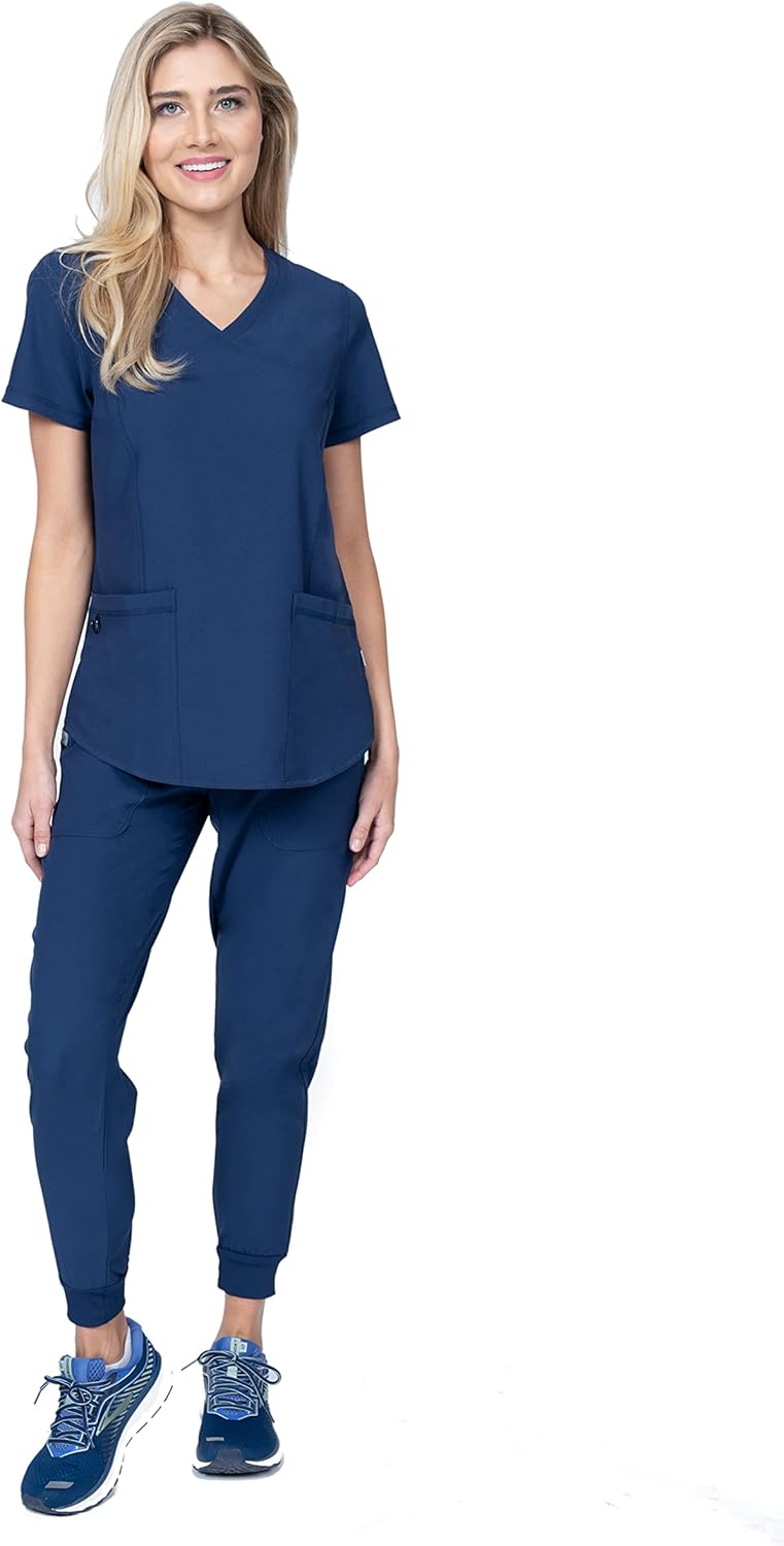 Elements Select ES2956 Mock Wrap Top and Jogger Veterinarian Dentist Nursing Scrubs for Women Set: Clothing, Shoes & Jewelry