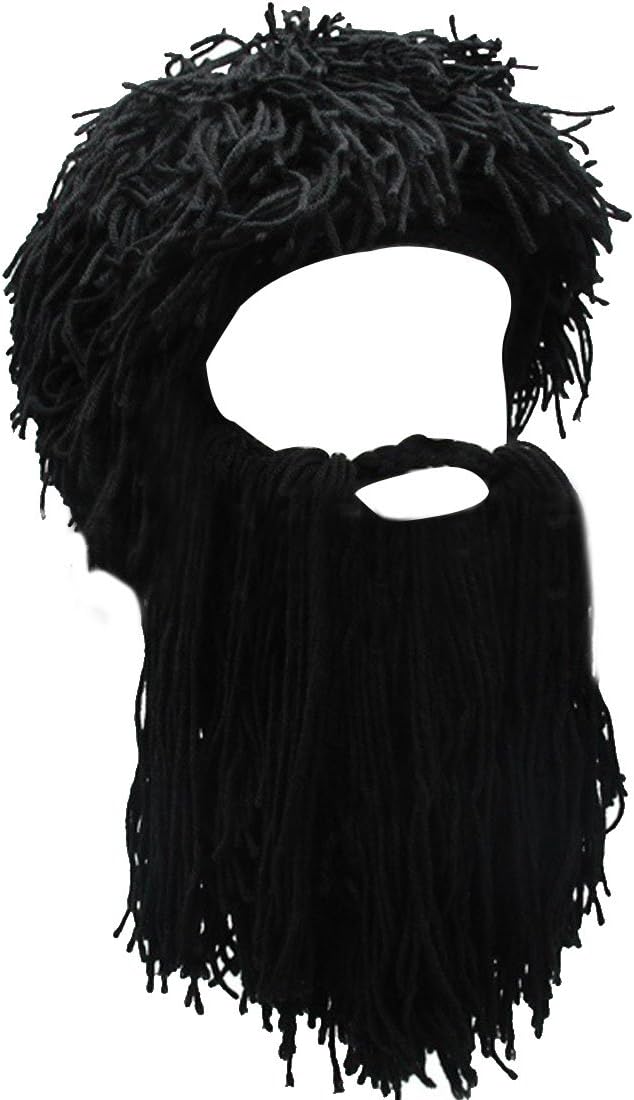 Men Women Knit Bearded Hats Handmade Wig Winter Warm Ski Mask Beanie