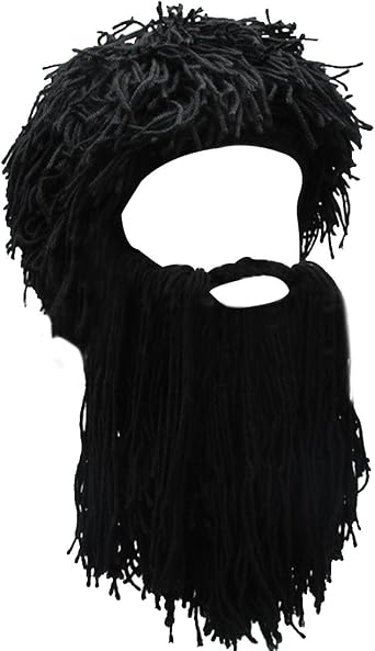 Men Women Knit Bearded Hats Handmade Wig Winter Warm Ski Mask Beanie
