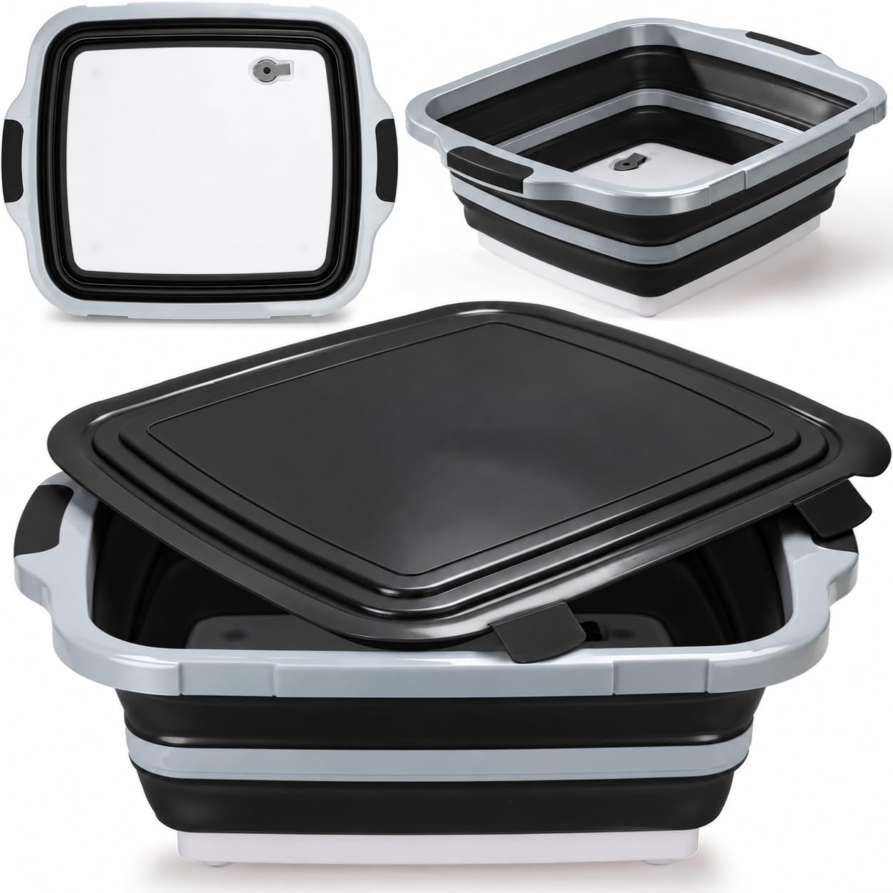 16L Collapsible BBQ Prep Tub with Locking Lid &amp; Cutting Board Meal Prep Tub