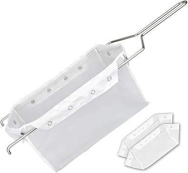 2 Filter Bags-1Frame Reusable Fryer Oil Filter Bag & Frame Set, Extends Oil Life, Easy Clean, for 70 lb Commercial & Home Deep Fryers