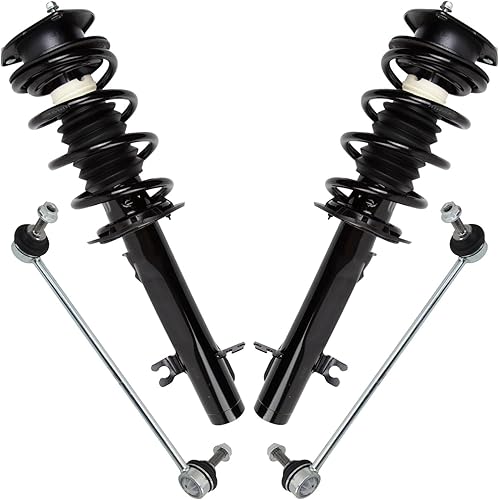 Miniatura 1229 de TRQ Kit de suspensión delantera, conjunto de amortiguadores y resortes, barra estabilizadora, enlace estabilizador compatible con Chevrolet