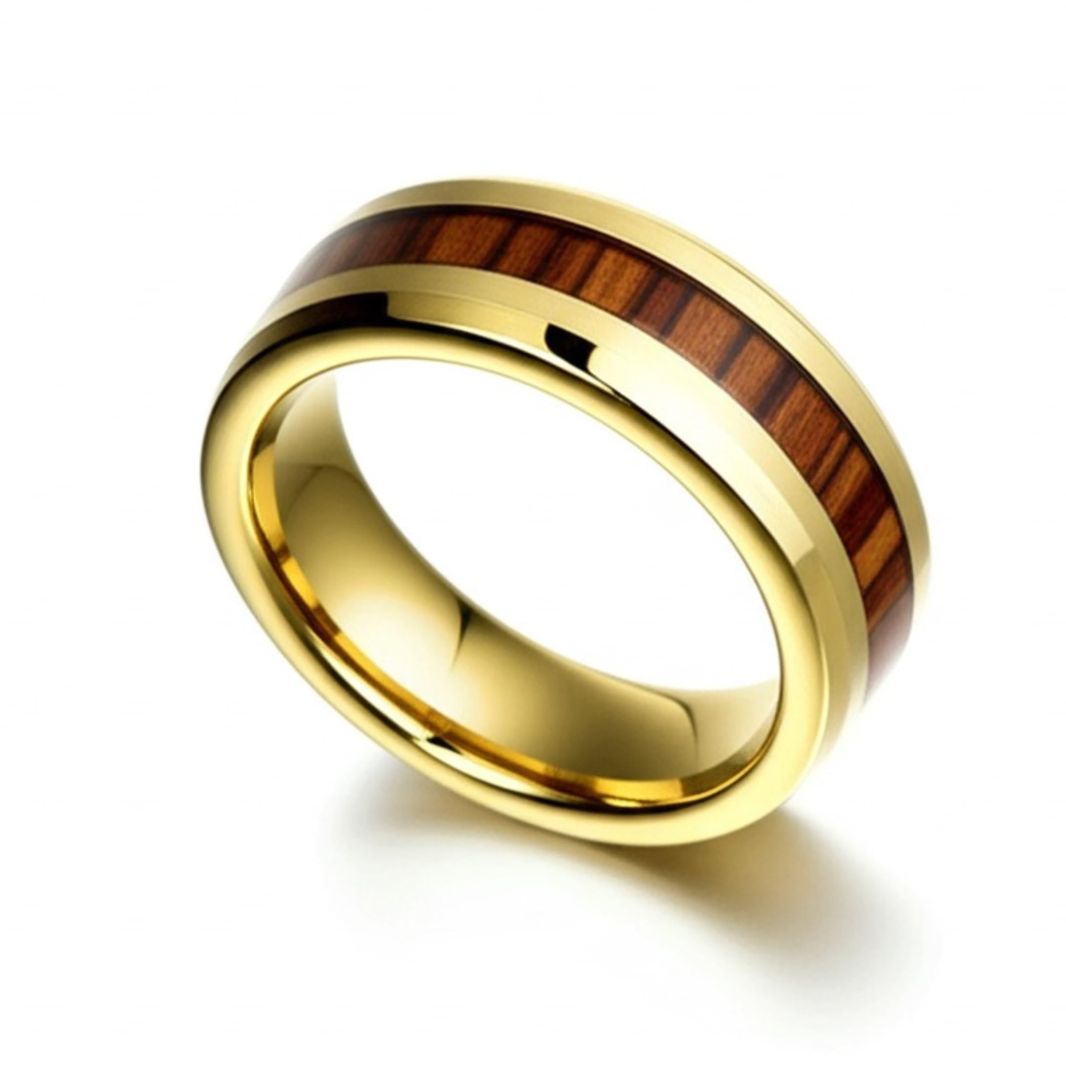 the men thing Royal Series - REDWOOD BAND RING - Pure Stainless Steel Men’s Gold-Plated Brown Strip Ring – Statement Luxury Jewelry (Size : 17-19-22-24-27)-picture-21