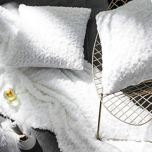 Miniatura 8 de Simple&Opulence Fundas de almohada decorativas de color rosa, 2 unidades, 18 x 18 pulgadas, 17.7 x 17.7 in, fundas de cojín cuadradas de felpa con