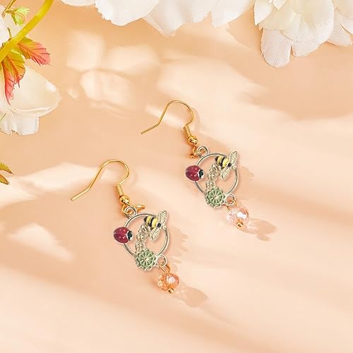 Miniatura 5 de PH PandaHall Enlaces de esmalte de flores, 12 dijes florales con cuentas de diamantes de imitación de cristal, colgantes dorados para hacer