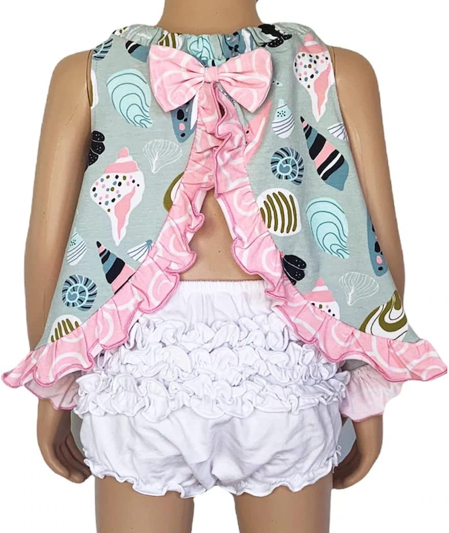 AnnLoren Baby and Big Girls Seashell Swing Tank Top Spring Summer Separates 12-24 Mo