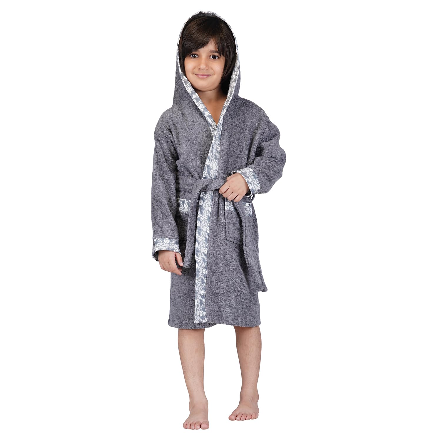 Rangoli Premium 100% Bamboo Kids Bathrobe, 600 Gsm | Ultra Soft, Hooded Bathrobe For Boys With 2 Pockets & Attached Adjustable Belt | Gown Bathrobe For Kids Boys for 13 To 14 Years | Dark Grey Rangoli Premium 100% Bamboo Kids Bathrobe, 600 Gsm | Ultra Soft, Hooded Bathrobe For Boys With 2 Pockets & Attached Adjustable Belt | Gown Bathrobe For Kids Boys for 13 To 14 Years | Dark Grey