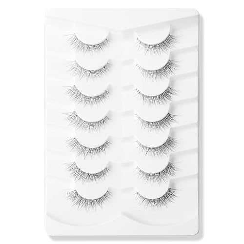 Miniatura 6 de Gmagictobo - Paquete de pestañas postizas cortas y naturales, pestañas onduladas, volumen ligero, banda transparente, suaves, paquete múltiple de 7