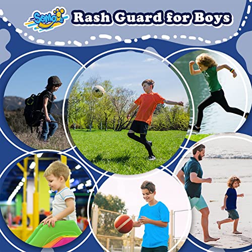 Image of Semois Boys Rash Guard Swim Shirt Short Sleeve Swimwear Toddler Kids Youth Rashguard Water Shirt UPF+ 50 Quick Dry Shirt