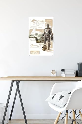 Miniatura 10 de Trends International Star Wars The Mandalorian Temporada 3 - Póster de pared de caza estelar N1 con marco magnético