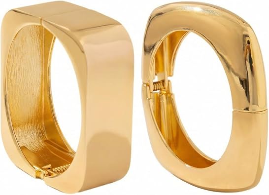 eartif Chunky Gold Bangle for Women Trendy Square Wide Cuff Bangle Stackable Bangles Bracelets 2PCS Big Gold Bangles Set Gold jewelry Gift