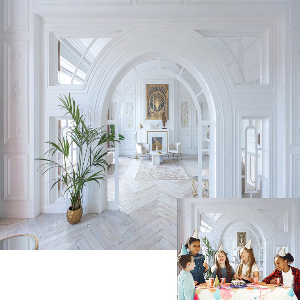 Living Room Backdrop Modern Business Office Window White Indoor Photography Background Meeting Home Arch Door Home House Video Conferencing Decor