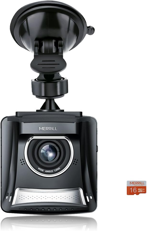 MERRILL Dash Cam 2.4" LCD HD 720p 140°Wide Angle with G-Sensor WDR Loop Recording
