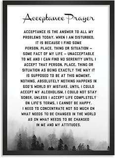Acceptance Prayer Poster - AA NA - Alcoholics & Narcotics Anonymous - Addiction Recovery Gift Poster - Sobriety Therapy Print Wall Decor