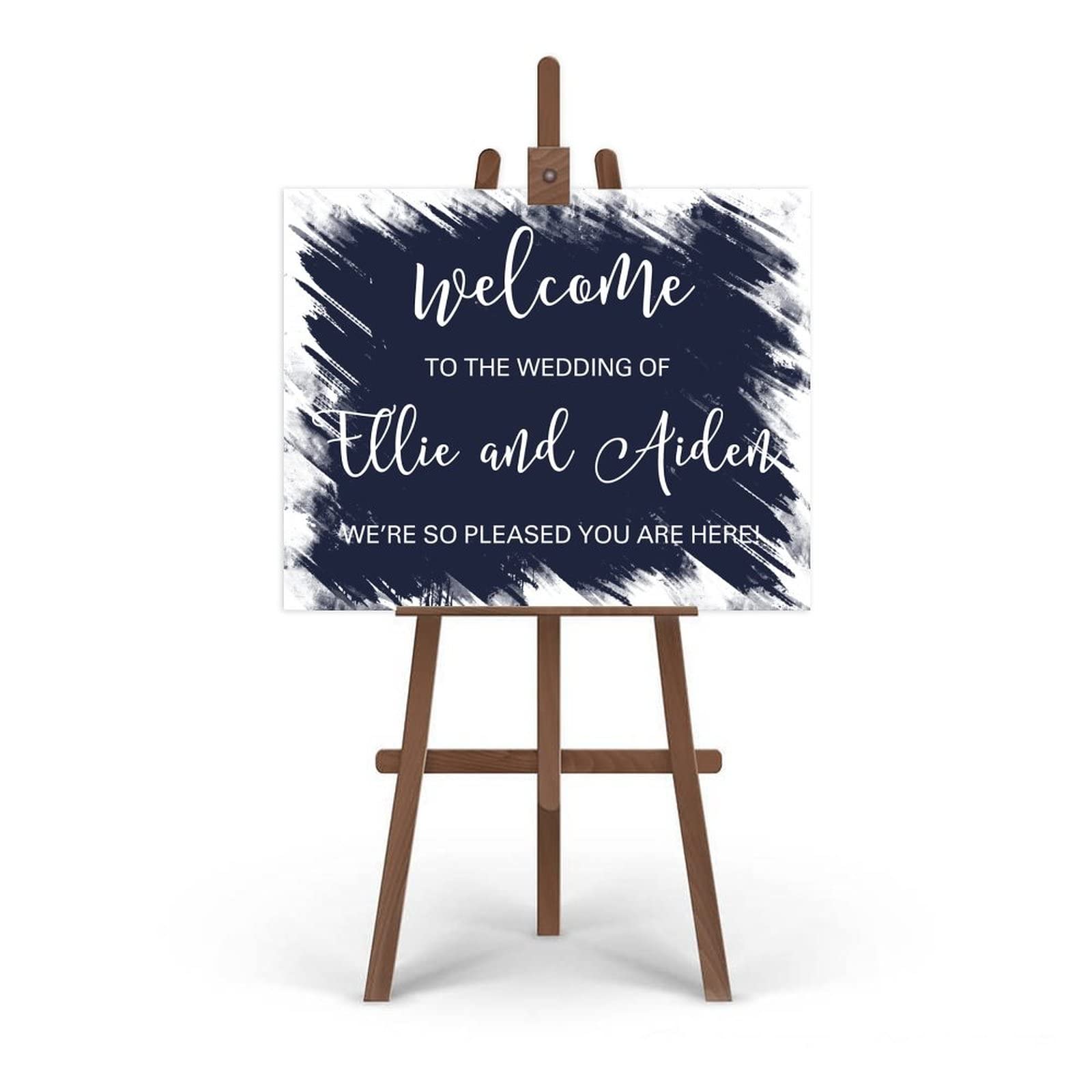 Edytowalny minimalistyczny znak ślubny niestandardowy skrypt znak powitalny ślub wykonany na zamówienie dowolne imię 'Welcome to Our Wedding Sign/Reception Sign 45 x 61 cm