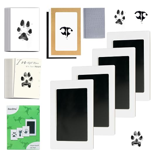 The best Christmas gifts for pets - DeerZone Inkless Paw Print Kit,Dog Paw Print Kit,Dog Nose Print Kit,Clean Touch Ink Pads and Imprint Cards,Pet Paw Print Impression Kit for Dogs Cats Footprint Keepsake