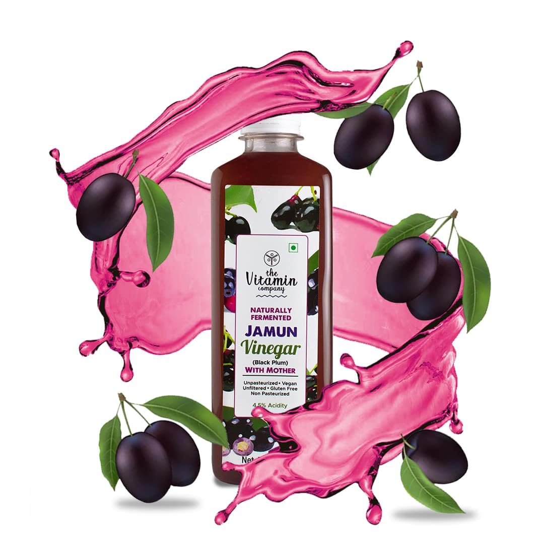 The Vitamin Company Organic Jamun Vinegar with Mother 500 ml - Raw & Unfiltered and Unpasteurized | Manages Weight, Blood Sugar & Prevent Urinary Infection Health | Made with Organic Jamun Fruits | Manages Weight, Regularises Blood Sugar Levels & Prevent Urinary Infections | Ideal for Detox & Wellness | 100% Ayurvedic