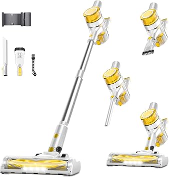 Cordless Vacuum for Home, Powerful Stick Vacuum Cleaner with Rechargeable Battery, 6-in-1 Lightweight Handheld Vacuum, 45 Mins Runtime for Hardfloor & Carpets Pet Hair