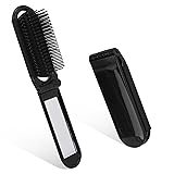 Travel Folding Hair Brush for Women, 2-Pack Small Foldable Compact Comb with Mirror, Purse Size Hair...